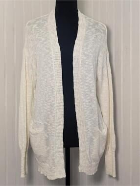 Roxy Women's White Open Front Knit Cardigan XS